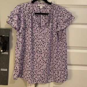 Liz Claiborne Lavender and Black Patterned Blouse
